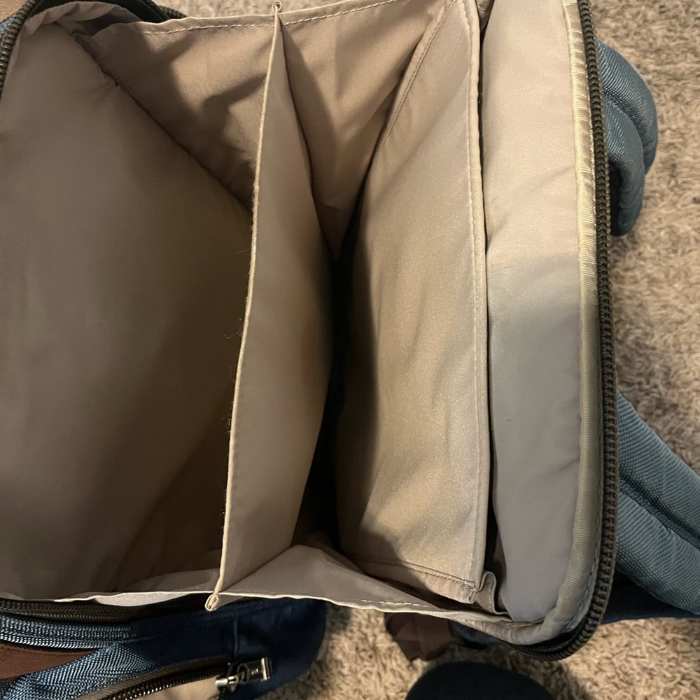 Tumi Blue and Brown Ballistic Nylon Backpack with Leather Accents - Picture 7 of 14